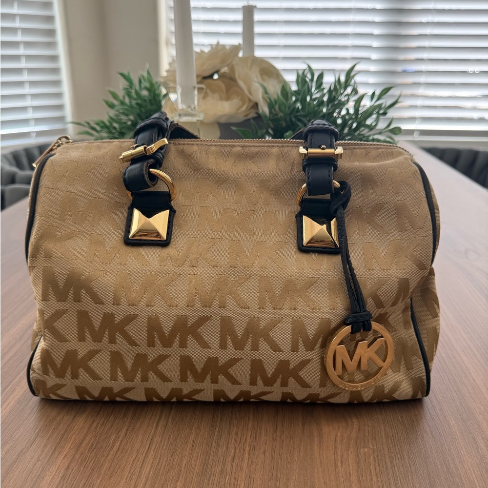 Michael Kors Grayson Brown and Black Logo Satchel